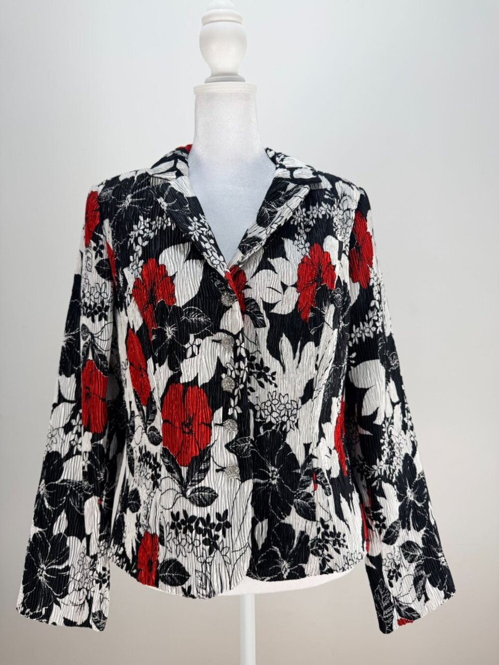 Jackie Jon Womens Floral Print Blazer Jacket Multicolor Size 6 Long Sleeve - Picture 13 of 13